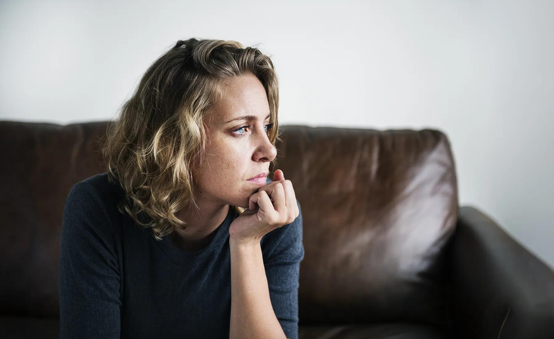 Stressed woman looking into the distance